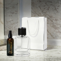 Flacon en verre carré 50ml 100ml en promotion, pulvérisateur atomiseur plat avec pompe, sérigraphie, emballage de luxe pour parfum