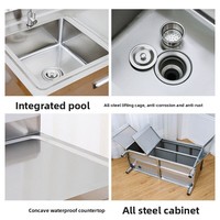 Ensemble d'évier de cuisine sur mesure pour l'usine. Évier de cuisine extérieur en acier inoxydable avec vasque intégrée et plan de travail sur mesure 216 304