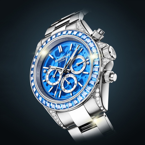 Reloj Mecánico Cronógrafo con Esfera Azul de Moda, 40 mm, Chapado en Oro, Acero Inoxidable, Resistente al Agua 50 m, para Hombre - Product Image 1