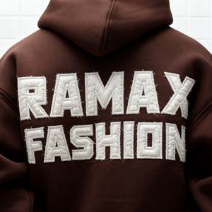 Sweat à capuche personnalisé par le fabricant, épais, respirant, avec fermeture éclair, brodé, écologique, coupe ample, en molleton de coton - Product Image 3