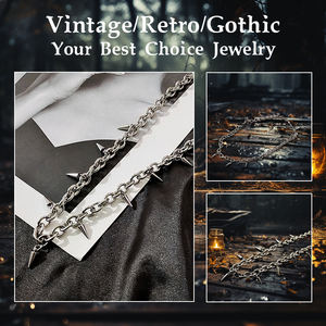 ไทเทเนียมเหล็ก<span class=keywords><strong>สร้อย</strong></span>คอทรงกรวยสําหรับชายขนาดเล็กลมเย็นขั้นสูงบุคลิกภาพStreet Wool Chain Joker Rivetจี้Hip Hopของขวัญ - Product Image 2