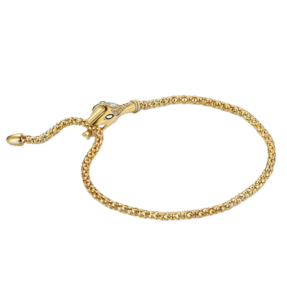 RINNTIN EQB14 Perhiasan Desainer Asli, Gelang Ular Yang Dapat Disesuaikan untuk Pria Wanita, Gelang Hiphop Buatan Tangan 925 Perak Sterling