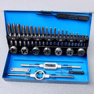 Tap And Die Set 32 Piece M3 M4 M5 M6 M8 M10 M12 Metal Box For Thread Repair And Cutting - Product Image 1