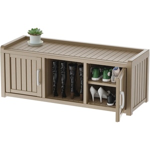 Zapatero de MDF Impermeable y Resistente a los Rayos UV, Banco de Almacenamiento de Diseño Minimalista, Estantes Ajustables para Interiores/Exteriores, para Entrada o Pasillo - Product Image 1