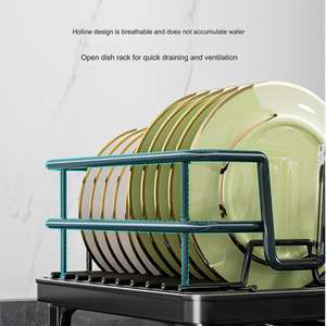 Estantes para platos colgantes de pared de oro naranja de doble capa para cocina, estante para platos independiente ajustable deslizante - Product Image 4