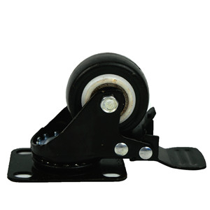 ล้อโพลียูรีเทนขนาด 1.5 นิ้ว แบบหมุนได้ พร้อมเบรก ทำงานเงียบ แบบมีรูยึด ล้อแบบมีลายดอกยาง - Product Image 3