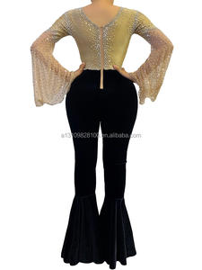 Flare velours serré combinaison <span class=keywords><strong>chair</strong></span> Piercing Sexy DJ fête d'anniversaire discothèque Bar Performance Costume - Product Image 2