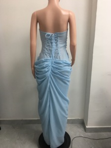 Vestido Largo <span class=keywords><strong>de</strong></span> Fiesta para Mujer, Estilo Corsé sin Tirantes, con Abertura y Fruncido, <span class=keywords><strong>de</strong></span> Gasa, para Bodas, Moda Sehe - Product Image 6