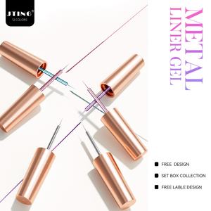 JTING Best Quality <b>Top</b> Material 12colors <b>Metallic</b> Liner Gel Polish Collection 12ml <b>Silver</b> Rose Gold Metal Gel Liner Nail Art - Product Image 5