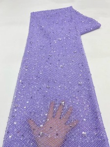 Ni. Ai thiết kế mới lớn sequin ren lưới ren thêu vải đính cườm ren lưới vải ren với sequin - Product Image 6