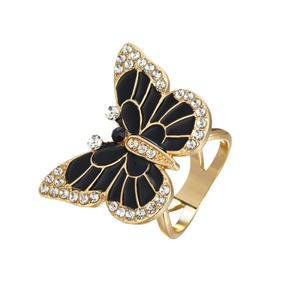 Butterfly Scarf Buckle Zinc Alloy Crystal Rhinestone Women's Party Brooch Black White Bezel Setting - Product Image 4