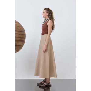 กระโปรงยาวทรงเอวสูงสำหรับผู้หญิง สีเบจ แต่งลายเสือดาว รุ่น 32136ETK - Product Image 5