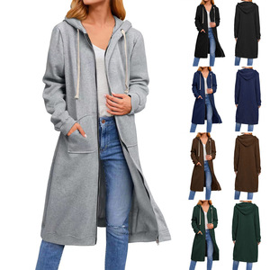 2024 New Damen Loose Zipper Long <span class=keywords><strong>Cardigan</strong></span> Coat - Product Image 1