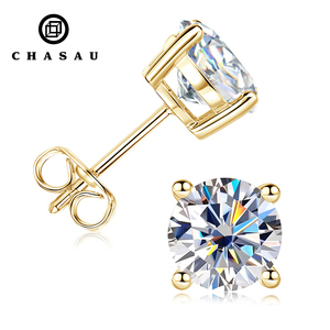 Classic 4mm 5mm 6.5mm 7.5mm 8mm Round D Color VVS1 Moissanite Simple Four-Claw <strong>Stud</strong> <strong>Earrings</strong> for Women - Product Image 1