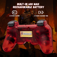 Manette sans fil Bluetooth 6 axes à double vibration pour PS3 Slim/Pro et mobile – Contrôleur Mando Manatte