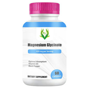 Cápsulas de Glicinato de Magnesio de 420 mg Fáciles de Absorber con Vitamina D3 para la Salud Muscular y el Apoyo Digestivo, Suplemento de Magnesio - Product Image 1