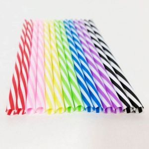 Pajita Reutilizable de Plástico Duro con Diseño de Rayas, Tubo Recto de PP, Resistente al Calor, Lavable, para Bebidas Diarias en Frascos Mason, Pajita No Desechable - Product Image 2