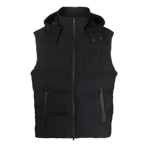 Custom Logo oem black padded outdoor sleeveless down hooded cotton bubble mens vest gilet