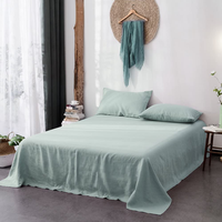 Ensemble de draps en lin français 100% pur, poche profonde, 4 pièces, draps de lit luxueux