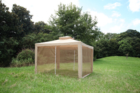 Tonnelle de jardin 3x3m à double toit, structure en acier thermolaqué, style classique, en polyester, avec moustiquaire
