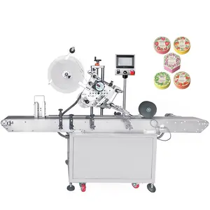 YIMU YM210 Full Automatic Shampoo Soap Small Can Tin Labeler Top Side Sticker Applicator Flat Surface Labeling Machine