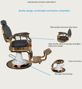 Silla dorada para barbería <span class=keywords><strong>retro</strong></span>, sillas de barbero resistentes, silla de salón vintage, reclinable hidráulica, equipo de estilismo para spa y belleza - Product Image 6