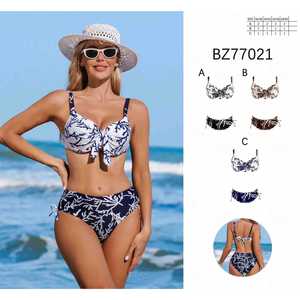 Costume da bagno intero da donna taglie forti con scollo a V, arricciato, controllo pancia, senza schienale, per l'estate, all'ingrosso, nuovo BZ77021 - Product Image 1