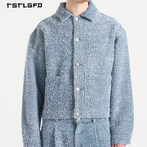 เสื้อแจ็คเก็ตทวีดสีฟ้าไอซ์บลูลายเมลันจ์ คอปกแหลม ทรงบ็อกซี่ ดีเทลตะเข็บแผงวีด้านหลัง เสื้อโค้ทลำลองสไตล์สตรีทแวร์สุดหรูจากดีไซเนอร์ - Product Image 5