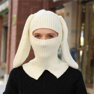 Bonnet tricoté unisexe 2026 avec logo brodé et écharpe à capuche chaude pour le sport – Modèle lapin pour <span class=keywords><strong>femme</strong></span> - Product Image 5