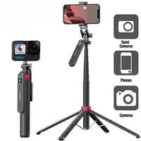 Perche à selfie extensible de 1,8 m avec télécommande, trépied rotatif à 360 degrés pour téléphone, perche à selfie pour caméra vidéo