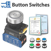 Botón Pulsador Plano de Acero Inoxidable LA38MK-EP/S de 22 mm con Anillo LED, Símbolo de Encendido, 1NO1NC, CE, CCC, 10A, Cableado Rápido