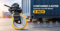 Roulettes pivotantes robustes pour conteneurs maritimes de 6 pouces, en fonte avec roues en PU et frein, capacité de 4500 kg par ensemble