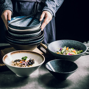 Nhật bản mộc mạc 4.5/7/8 & 9 inch màu đen gốm Ramen Bát súp nhà hàng Đồ đá phục vụ bát cho các bên & mì - Product Image 4