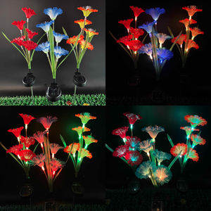 소스 공장 태양열 발전 모닝 글로리 램프 여러 가지 빛깔의 LED 그라디언트 조명 센서 제어 배터리 포함 정원 - Product Image 5