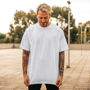 T-shirt personnalisé avec logo en gros, coton tricoté 230 GSM, streetwear hip-hop oversize uni à séchage rapide - Product Image 1