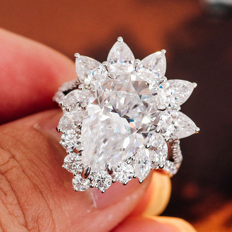 แหวนเพชรโมอิสซาไนต์ทองคำแท้ 10K