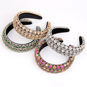 Diadema de Pedrería Hua Liyu, Colorida, Plateada, Verde Champán, Artística, Retro, para Mujer, Hecha a Mano, Banda Ancha para el Cabello - Product Image 2