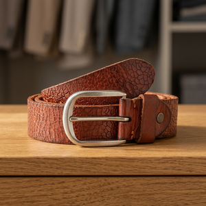 Cow Hide Leather Square Pin Buckle Steel Heat-Transfer Printed Custom Logo Eco-Friendly Waterproof Lightweight Heavy Duty Formal - Product Image 1