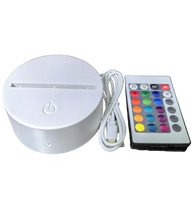 Base acrylique 3D personnalisable avec 16 couleurs, base coulissante, lumière LED 7 couleurs avec télécommande