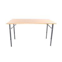 Table carrée pliable en aluminium et bambou, design asiatique, pour camping, pique-niques, fermes, extérieur, pieds