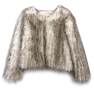 Manteau court vintage en fausse <span class=keywords><strong>fourrure</strong></span> imitation plumes de canari et de dinde, couleur unie, pour <span class=keywords><strong>femme</strong></span> enceinte, coupe ajustée, hiver 2024 - Product Image 5