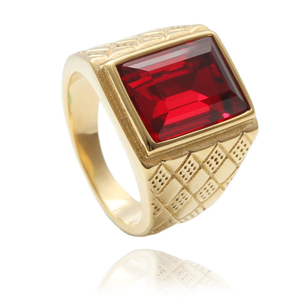Anillo de Eternidad Unisex Estilo <span class=keywords><strong>Punk</strong></span> con Bisel de Ágata Multicolor Chapado en Oro sobre Acero Inoxidable - Product Image 1