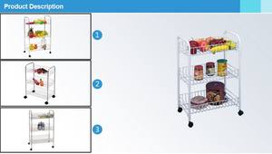 FIRST HORSE 3层白色金属储物架带轮网篮设计多用途实用推车 - Product Image 3