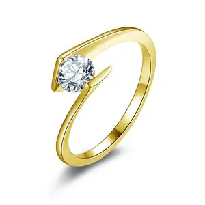 Anillos de joyería de moda personalizados, joyería fina, boda, 10K, 14K, 18K, anillo de oro real sólido con moissanita de 1ct, 2ct, 3ct para mujer