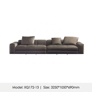 Ensemble de canapés en cuir minimaliste italien moderne, canapé sectionnel de luxe, mousse haute densité, meubles de salon, cuir microfibre - Product Image 4