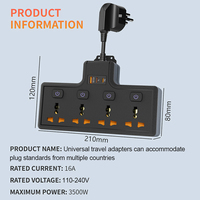 Rallonge électrique universelle avec protection contre les surtensions, multiprise avec USB et type C