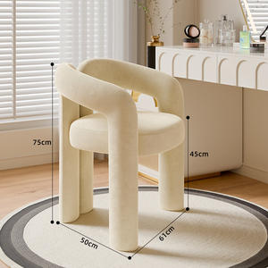 Silla de maquillaje cremosa, silla moderna minimalista para tocador, para dormitorio, hogar, estilo ligero de lujo, diseño duradero - Product Image 4