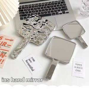 Electroplated Handle <b>Makeup</b> <b>Mirrors</b> Beauty Portable Round Hand Square Hand S/M/L Make up <b>Mirror</b> - Product Image 4