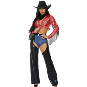6 unids/set <span class=keywords><strong>disfraz</strong></span> de vaquero de fiesta de Halloween para mujeres adultas gótico <span class=keywords><strong>Sexy</strong></span> West Cowgirl Cosplay uniforme traje de Carnaval - Product Image 2