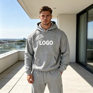 ชุดฮู้ดดี้ครอปผู้ชาย ปักลาย 3 มิติ ล้างสีแบบแอซิด ประดับเพชรเทียม 560GSM ชุดฮู้ดดี้และกางเกงขายาวสำหรับผู้ชาย กางเกงจ็อกกี้ขากว้างทรงหลวม - Product Image 6